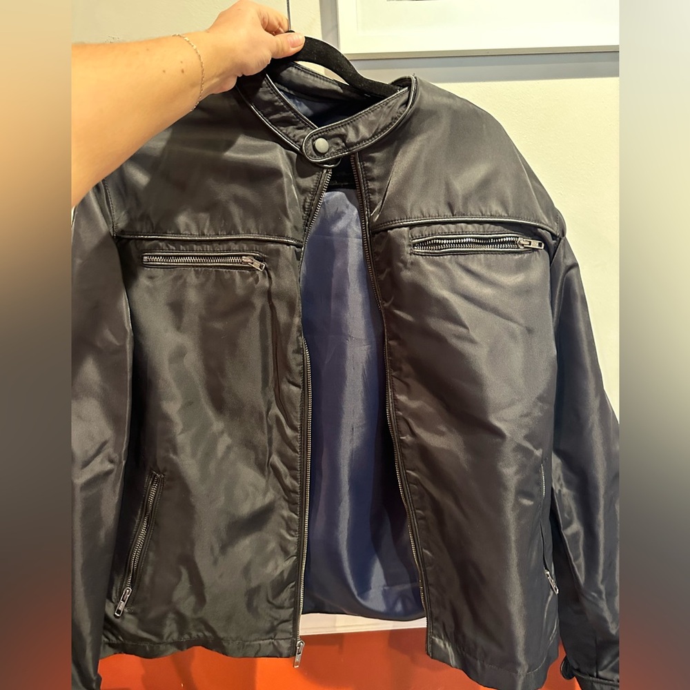 Faux Leather Jacket with Faux Fur Lining